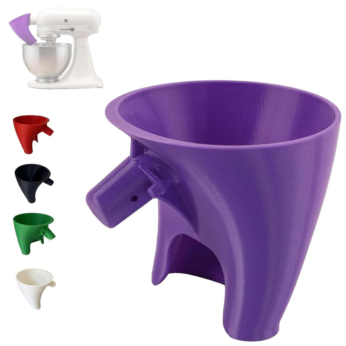 Flour Funnel for Kitchen Aid Mixer – Stand Mixer Attachment for KSM150 5-Quart Tilt-Head, Easy-Pour No-Mess Baking Tool, Fits Flour, Sugar & Egg Liquid, Dishwasher-Safe (red)