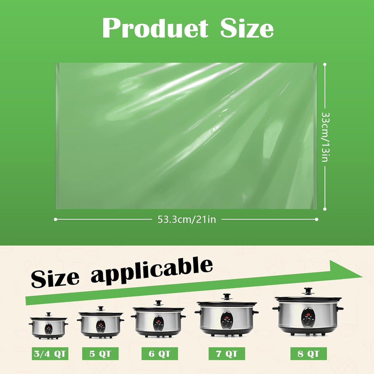 Slow Cooker Liners 3-8 Quarts Disposable Pot Liners 13"x21" Mess-Free Cooking & BPA Free Cooking Bags Suitable for Oval & Round Pots High-Temperature Resistant Liners(20 Liners)