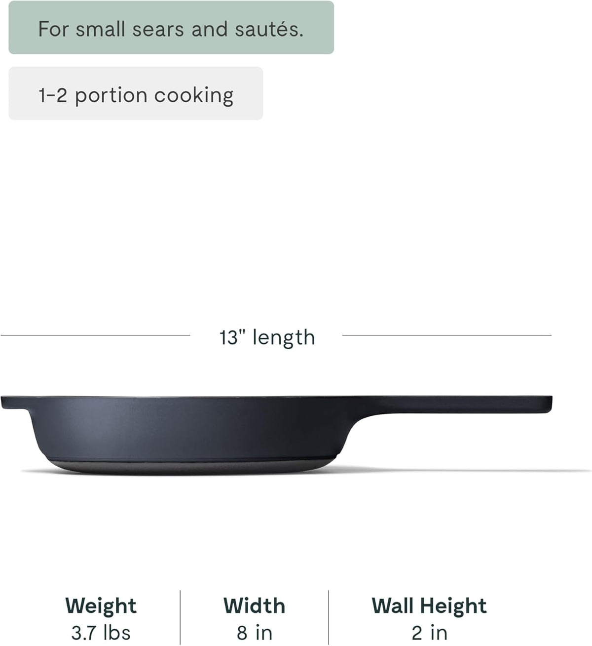Caraway Cast Iron Skillet - 8” Enameled Cast Iron Pan With 3 Layer Enamel Coating - No Seasoning Required - Compatible With All Stovetops - Free From Forever Chemicals - Midnight Blue