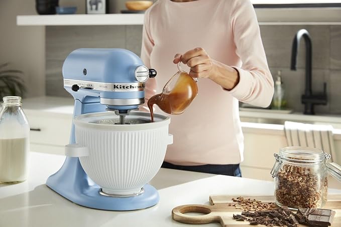 KitchenAid Ice Cream Maker Attachment for Stand Mixer, 2 Quart, KSMICM, White