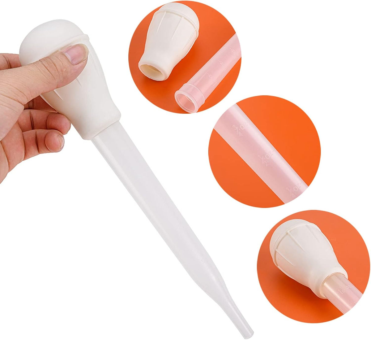 TXIN 5 Pieces 30ml/1oz Turkey Baster with 5 Cleaning Brush, Plastic Syringe Baster with Silicone Pump Head, Heat-resistant Meat Marinade Injector with Measurments for BBQ Grill Baking Kitchen Cooking