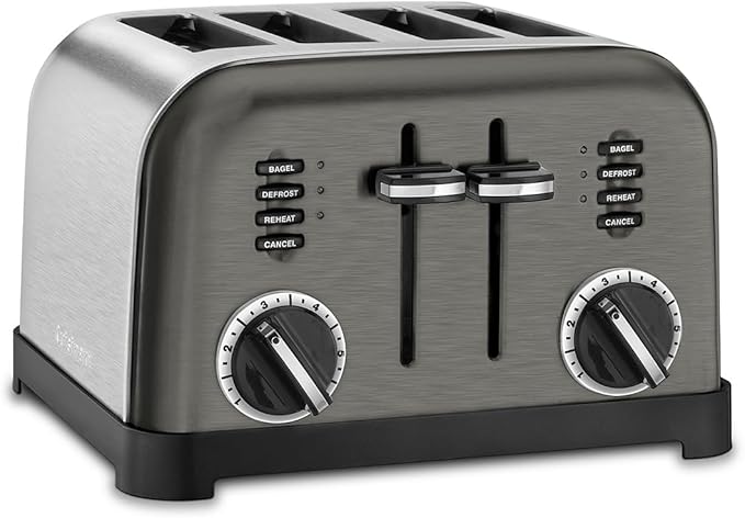 Cuisinart CPT-180BKS Classic 4-Slice Toaster, Black/Stainless Steel