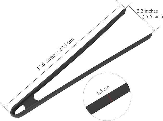 1Pcs Silicone Toaster Tong, 11.6 Inch Long Silicone Kitchen Tong for Toaster Cooking Utensil Bread Waffle Tong Food Tweezer Black Toast Tong for Cooking Serving Bacon Salad Fruit Food, SATONBEYI