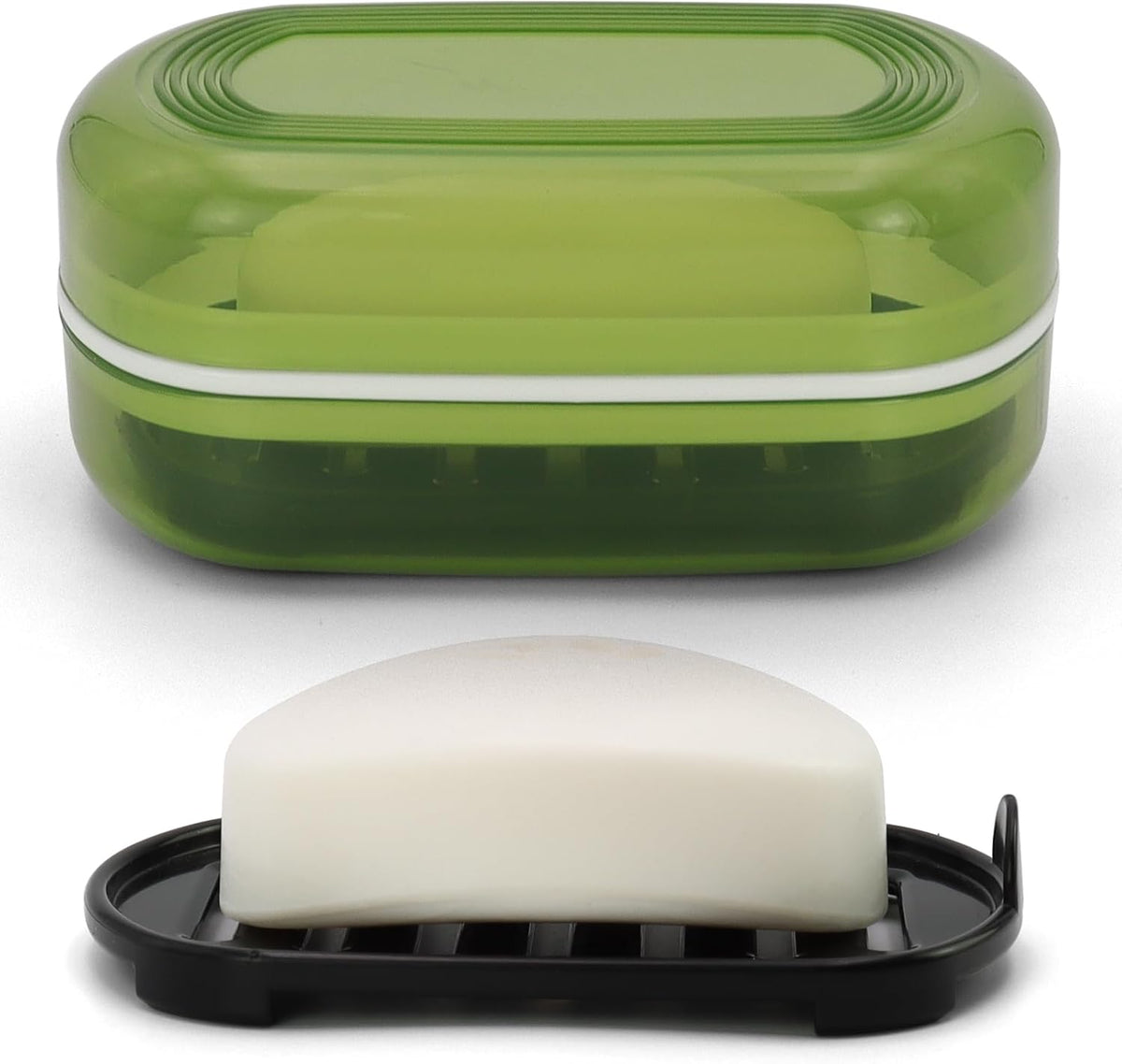Soap Holder - Portable Travel Soap Case with Draining Layer - Perfect for Bathroom, Gym, Camping, Traveling (Green)