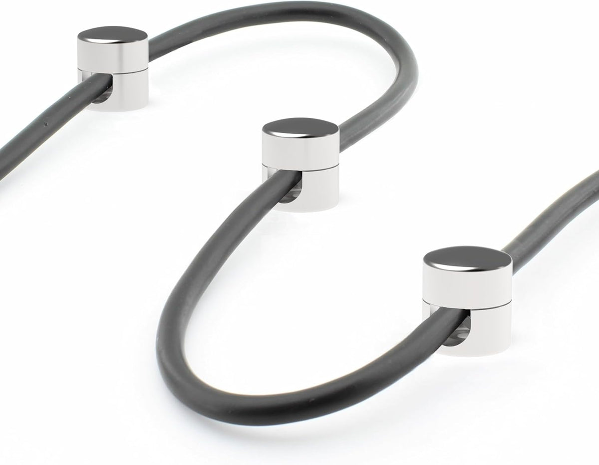Cable Anchors for Desk Organization | Premium Aluminum Cord Organizers | Charger + Cable Management Clips for Home & Office | Stylish, Sturdy, & Functional | (3 Pack) (Silver)