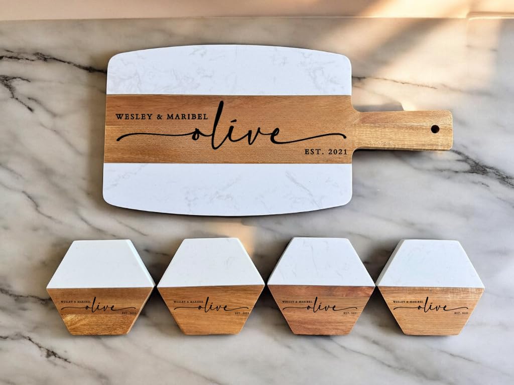 Personalized Marble and Wood Cutting Board Custom Cutting Board Charcuterie Board Christmas Anniversary Wedding Gift Bridal Shower Gift Engagement Gift Housewarming Gift