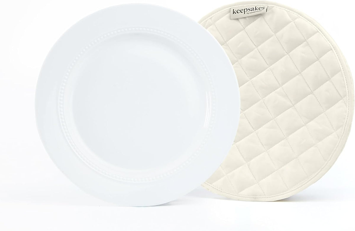 Covermates Keepsakes - Quilted Divider Set - Set of 4 - Scratch & Breakage Protection - Stain Resistant - Machine Washable - China Storage, Cream