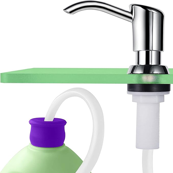 GAGALIFE Built in Counter Soap Dispenser for Kitchen Sink and Extension Tube Kit, Anti-Leakage Upgrade with 40" Tube No More Top Refill (Chrome)
