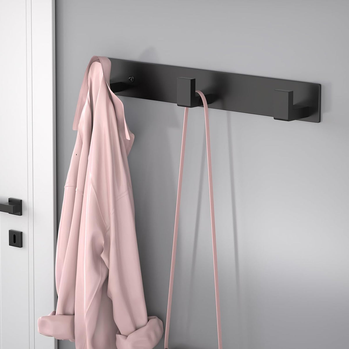 PMMASTO Coat Rack Wall Mount, Coat Hooks Wall Hooks for Hanging, Stainless Steel Coat Hanger Towel Hooks for Bathrooms, Coat Rack Hat Rack (Black 3 Hooks, 1 Pack)