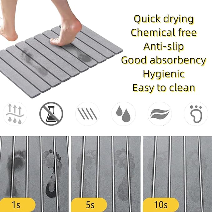 Large Stone Dish Drying Mat For Kitchen Counter,Collapsible Quick Dry Dish Drying Mat,Eco-Friendly Absorbent Diatomaceous Earth Mat for Dishes Bottles Cups, Match Any Countertop 24"(L)×16"(W)