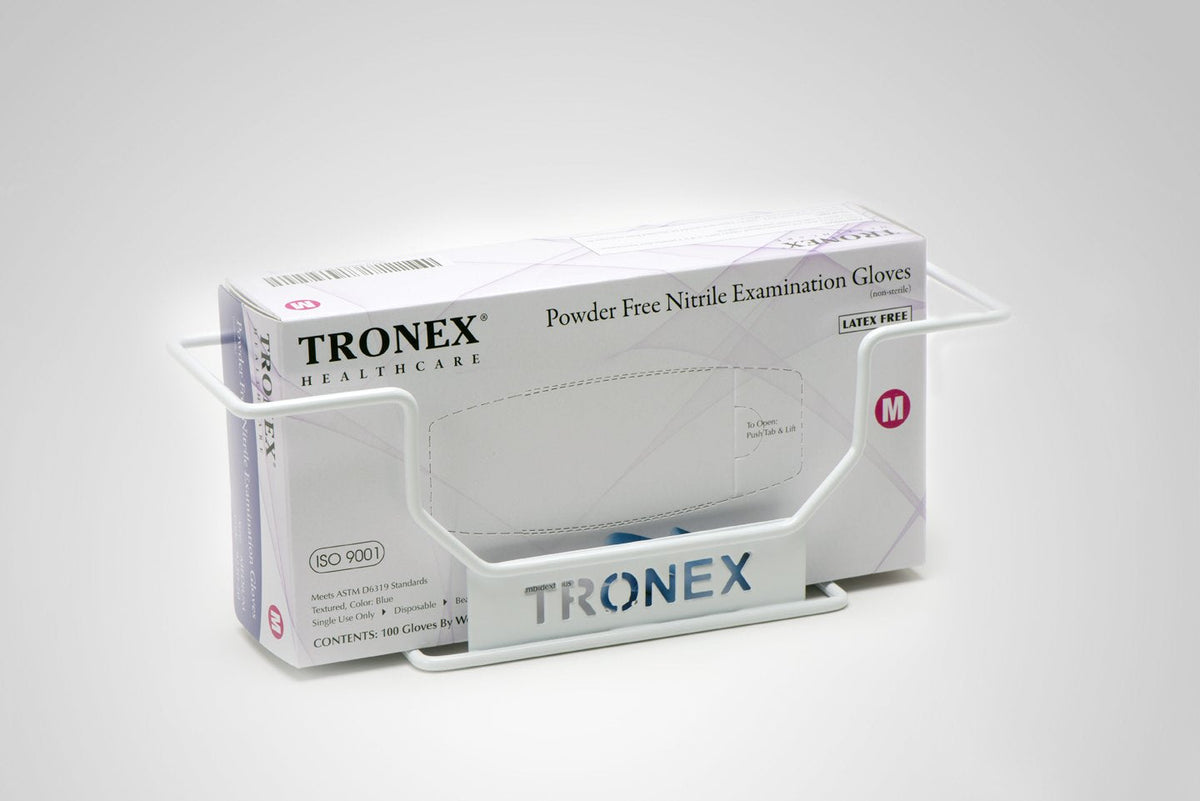 Tronex Single Wire Wall Mounted Rack Tissue Box Rack Disposable Glove Rack Napkin Box Holder Space Saver Durable White Enamel, White (Box of 1)