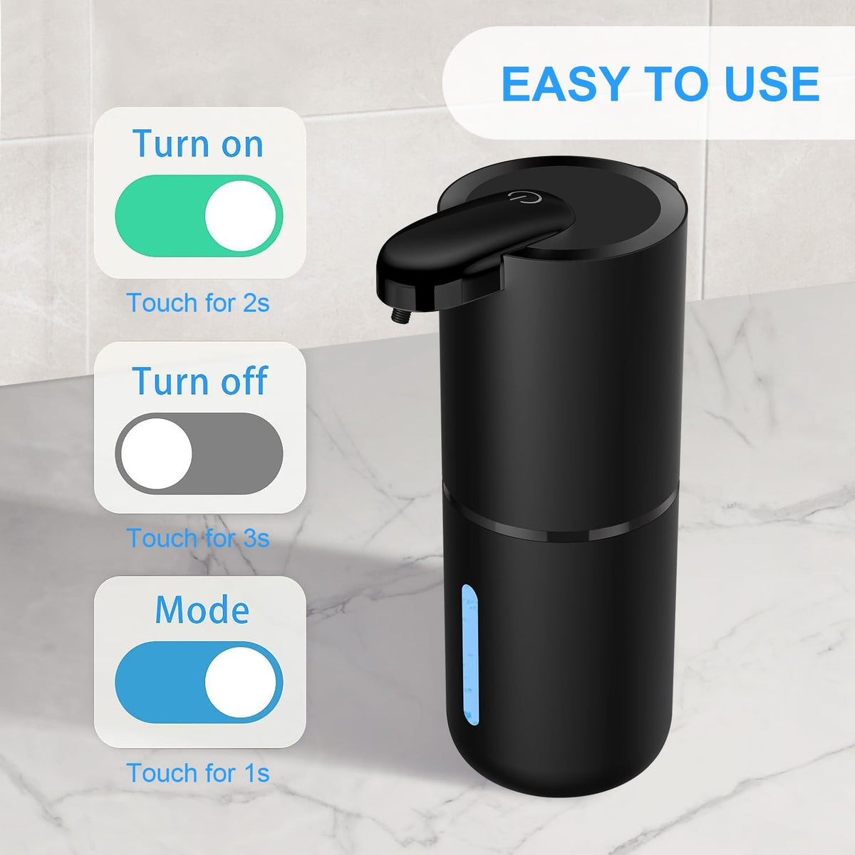 Automatic Soap Dispenser,380ml Touchless Liquid Foam Soap Dispenser,USB Rechargeable Electric Hand Free Pump Soap Dispenser for Bathroom Kitchen