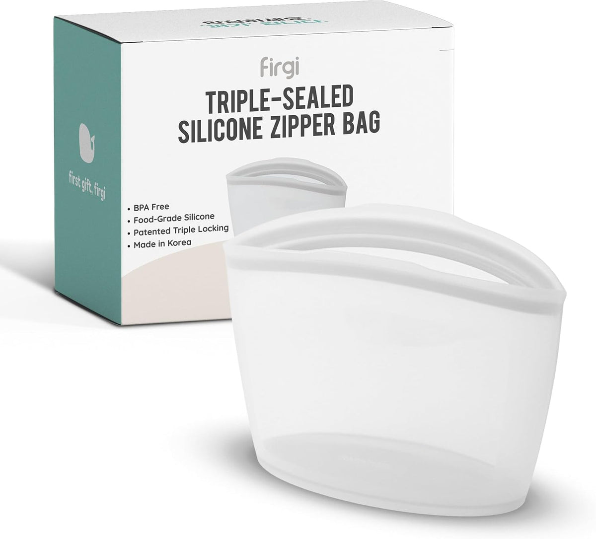 Reusable Silicone Food Storage Bags 2.1Cup (17oz), Airtight food Storage Containers Food Grade Silicone Snack Bags, BPA Free Food Storage Container, Microwave Safe, Sous Vide Container, White