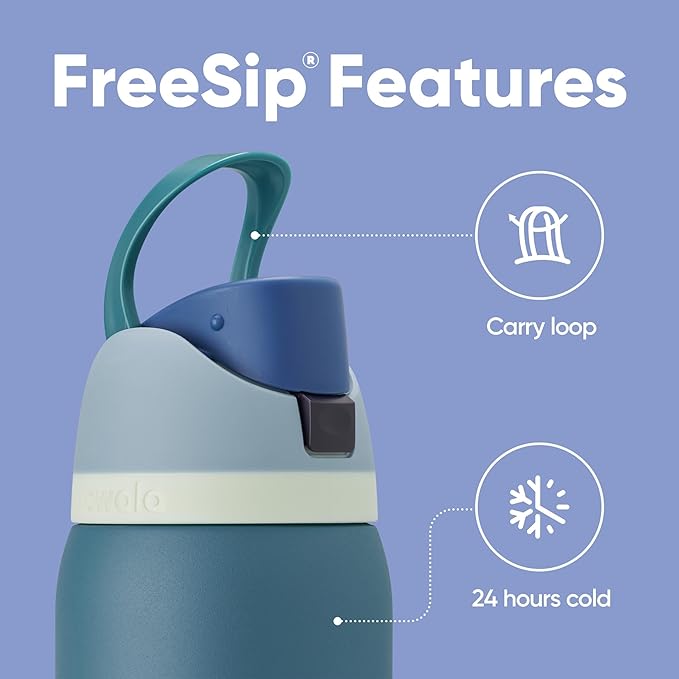 Owala FreeSip Insulated Stainless Steel Water Bottle with Straw, BPA-Free Sports Water Bottle, Great for Travel, 32 Oz, Denim