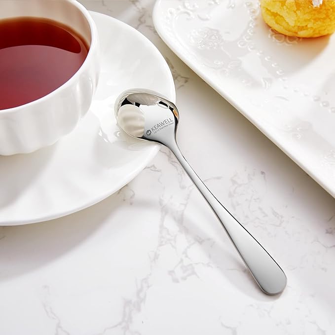 KEAWELL Premium Louise Spoons Set, Set of 4, 18/10 Stainless Steel, Exceptional mirror finish, Dishwasher Safe (5.6" Small Spoon)