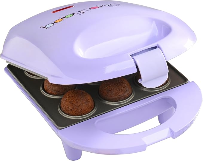 Babycakes Mini Cake Pop Maker by Select Brands - Easy-to-Use Machine - Recipes Included - Non-Stick Coating, Non-Skid Feet & Power Light - Makes 9 Cake Pops