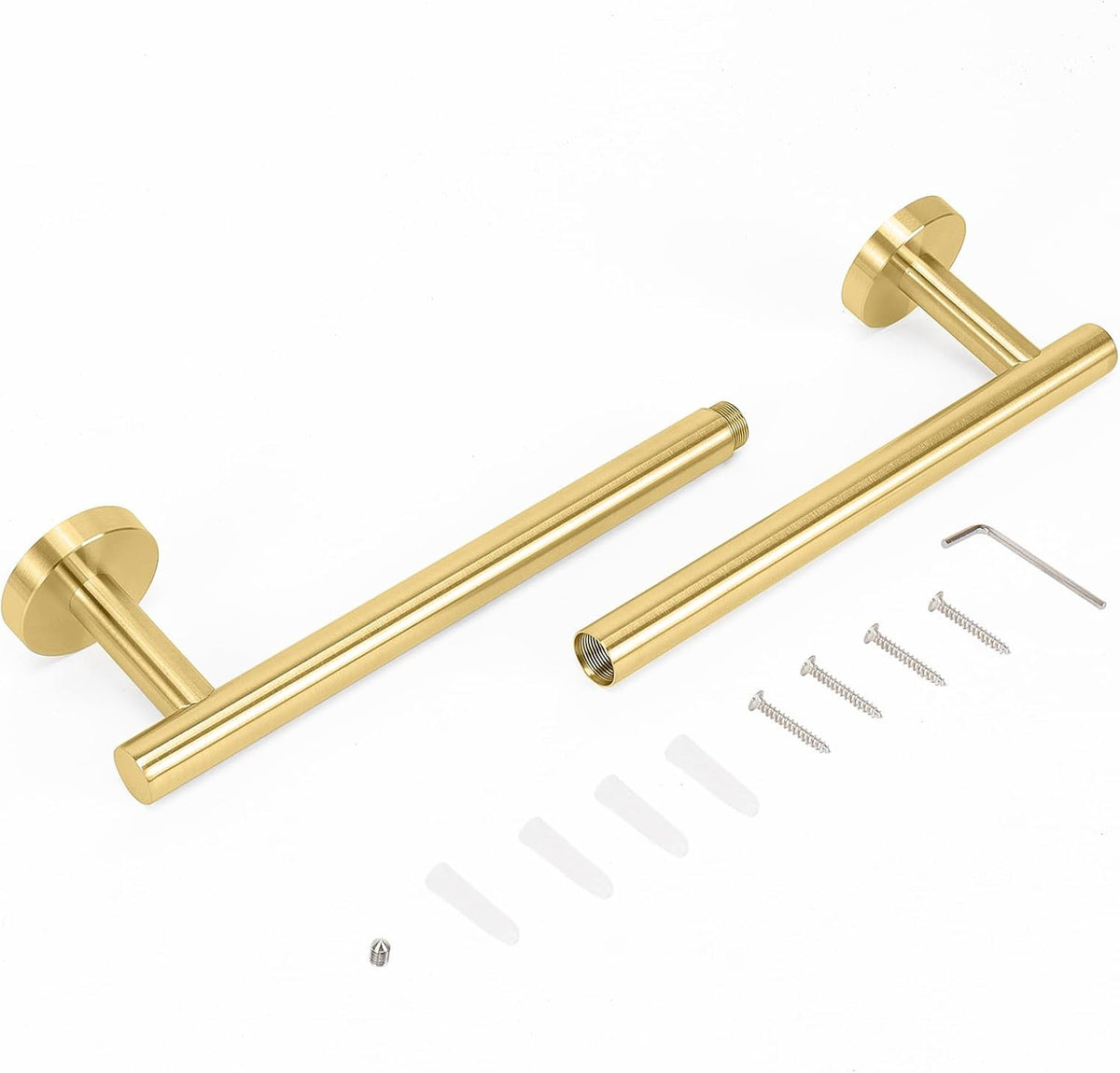 NearMoon Bath Towel Bar, Bath Accessories Thicken Stainless Steel Shower Towel Rack for Bathroom, Towel Holder Wall Mounted (1 Pack, Brushed Gold, 18 Inch)