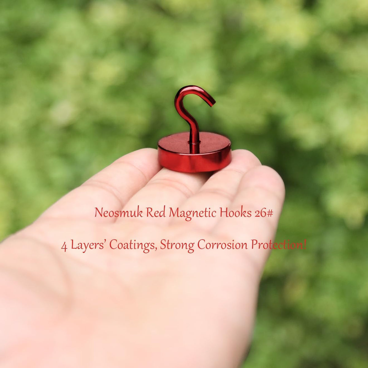 Neosmuk Magnetic Hooks, Cruise Ship Essentials, 80lb+ Heavy Duty Magnetic Hooks for Cruise Cabins, Refrigerator, Grill, Hanging, and Travel | Extra Strong Must-Haves Magnet Hook,Red