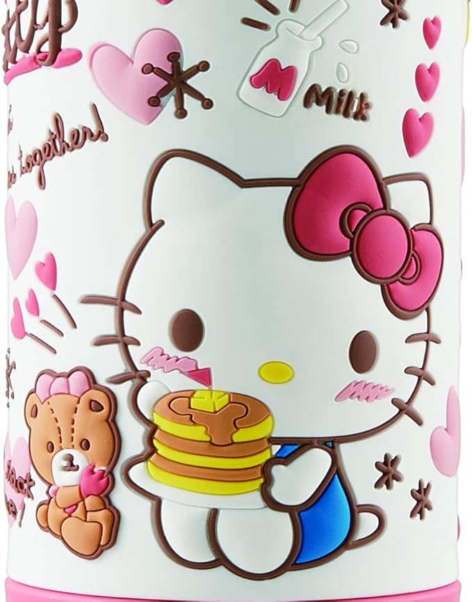 stainless children water bottle 380ml straw drinking 3D Hello Kitty snack time SSPV4