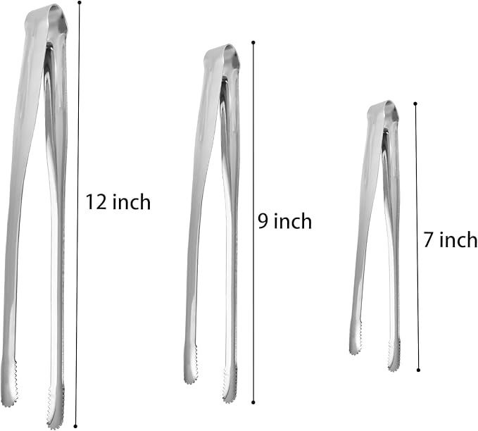 Serving Tongs Kitchen Tongs,Buffet Tongs, Stainless Steel Food Tong Serving Tong,small tongs 8 Pack(Sliver 7 Inch)