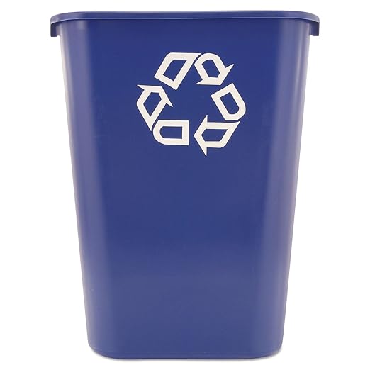 Rubbermaid Commercial Products Deskside Recycling Can, 10.25-Gallon/41-Quart, Blue Recycling Symbol, Plastic, for Bedroom/Bathroom/Office/Under Desk/Sink
