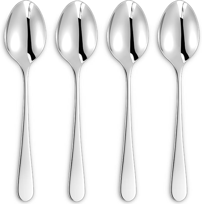 KEAWELL Premium Louise Spoons Set, Set of 4, 18/10 Stainless Steel, Exceptional mirror finish, Dishwasher Safe (9“ Serving Spoon)