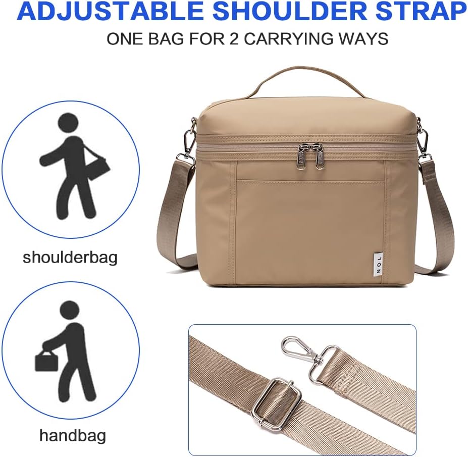 NOL Natural Organic Lifestyle Insulated Lunch Bags for Women Cooler Bag Lightweight Nylon Waterproof Lunch Box For Work