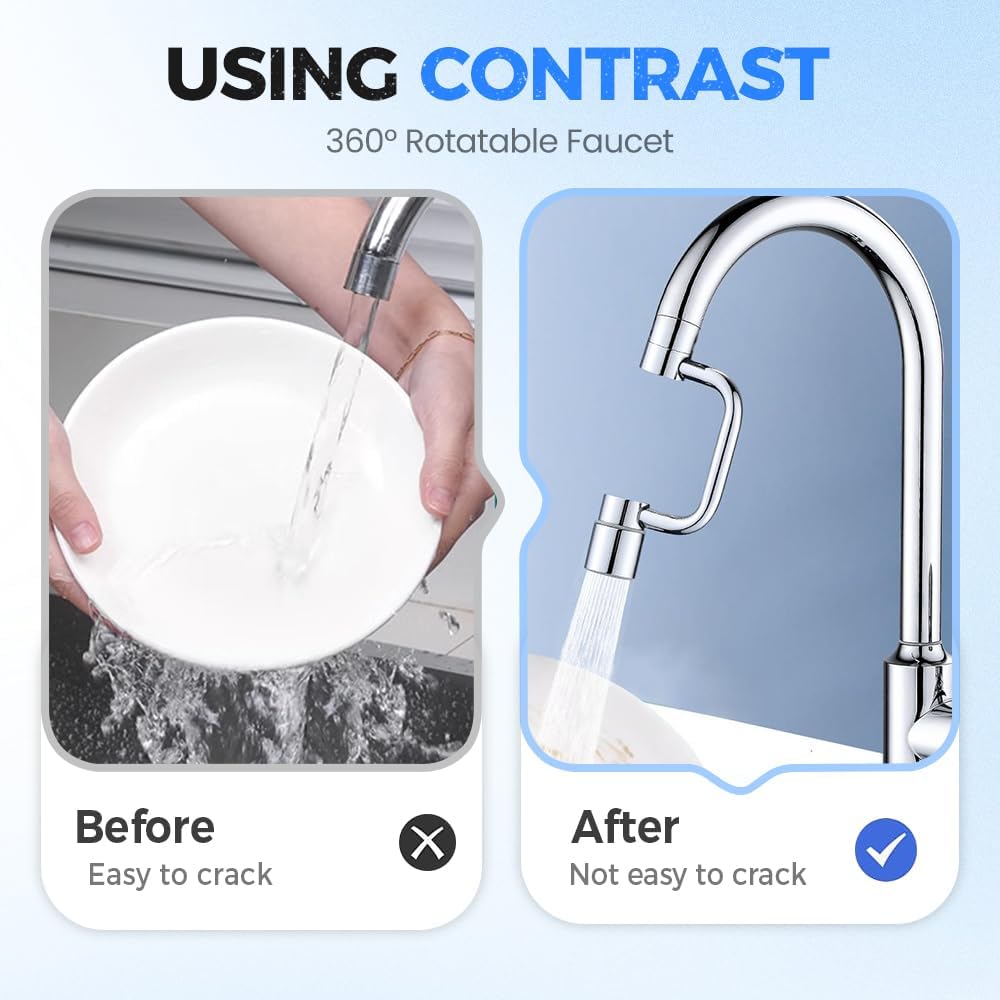 1440° Rotatable Faucet Aerator Extension, 2025 New 2 Modes Universal Sink Faucet for Splash Reduction, 1080° Rotating Multifunctional Faucet Extender for Bathroom Sink Kitchen (2)