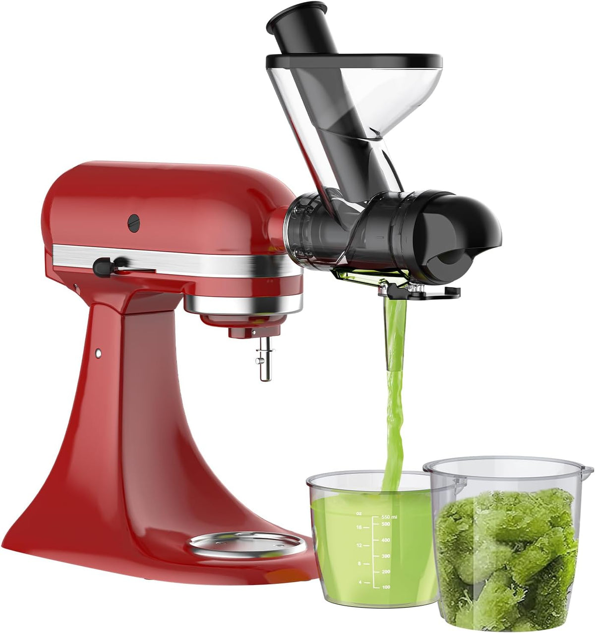 Masticating Juicer Attachment for KitchenAid Stand Mixer - Cold Press Dual Feed Chute Accessory, Slow Juicing Parts for Fruits & Vegetables