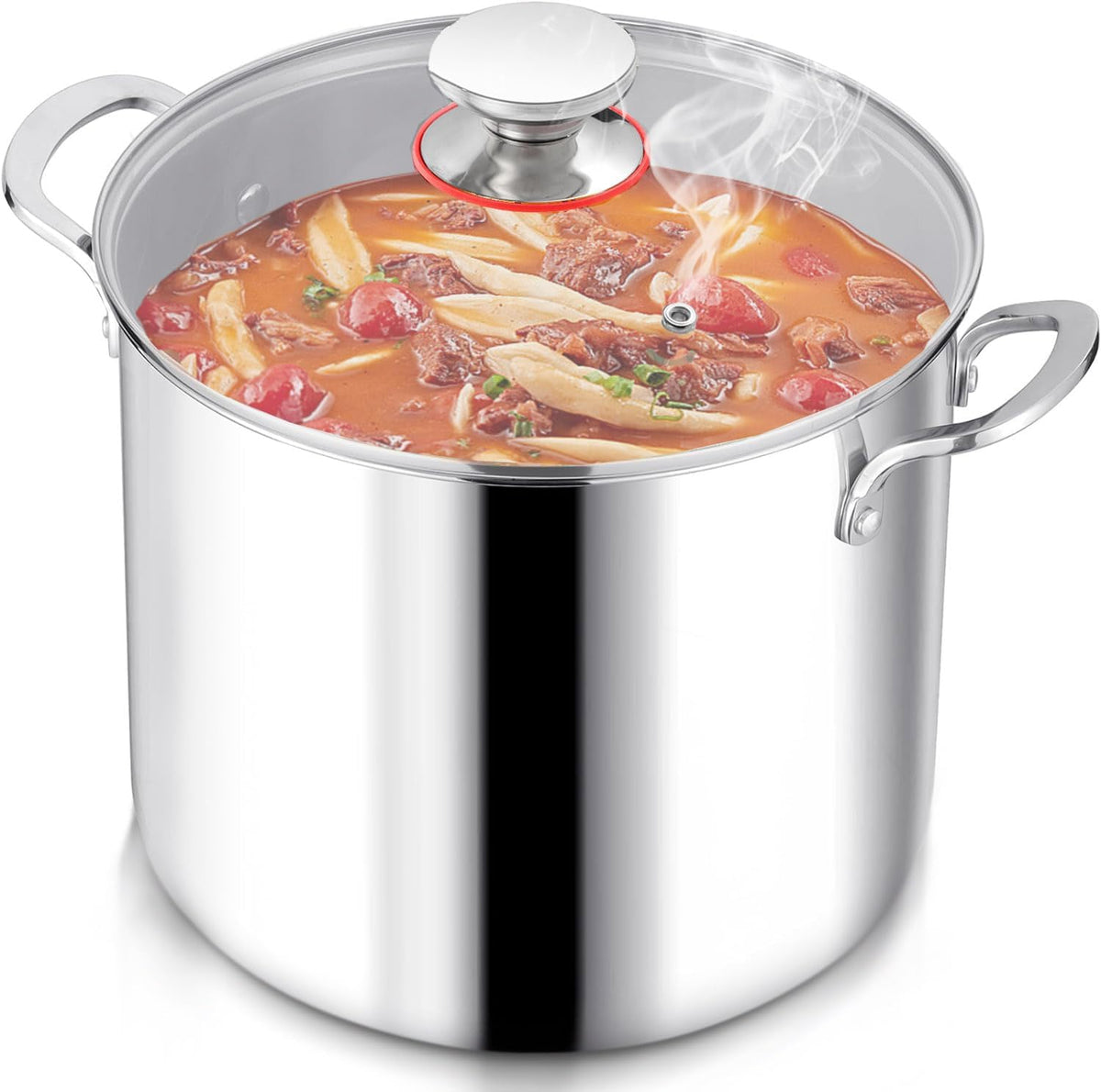 Herogo 12 Quart 18/10 Stainless Steel Stock Pot with Lid, Large Heavy Duty Soup Pot Compatible with Electric, Gas, Induction and Gas Cooktops, Dishwasher Safe