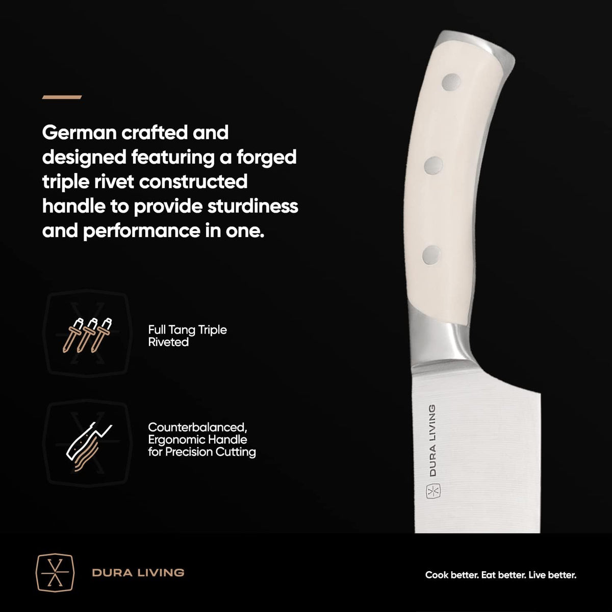 3.5-Inch Paring Knife – Ultra-Sharp German High Carbon Stainless Steel, Full Tang, Ergonomic Handle, Multipurpose Kitchen Knife for Chopping, Slicing, and Dicing, Cream