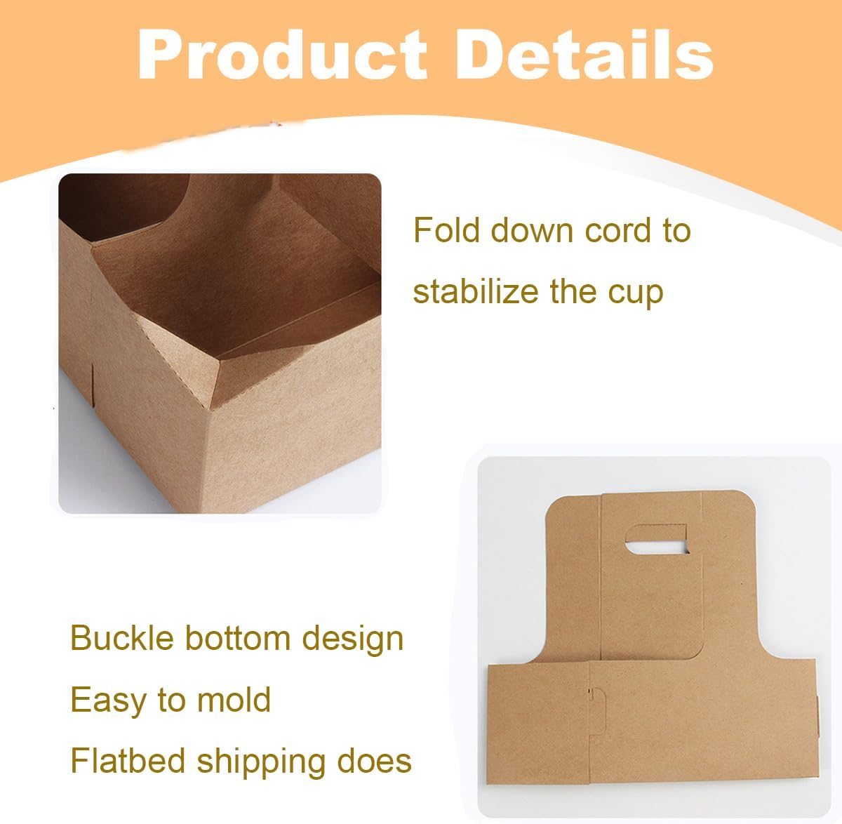 2-Cup Drink Carrier with Handle Kraft Paperboard Handled Coffee Cup Holder Take Out Cup Cup Carriers 20 Count