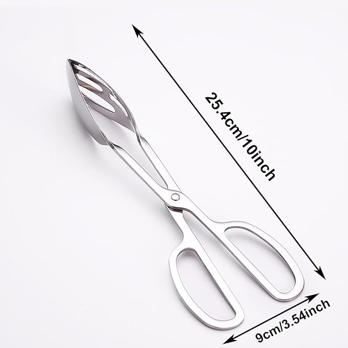 2 Pack Food Tongs, Stainless Steel Kitchen Tongs Salad Tongs 10 Inch Serving Tongs Bread Tongs for Cooking, Barbecue, Pastry, Sandwich, Ice, Buffet Party Catering(Silver)