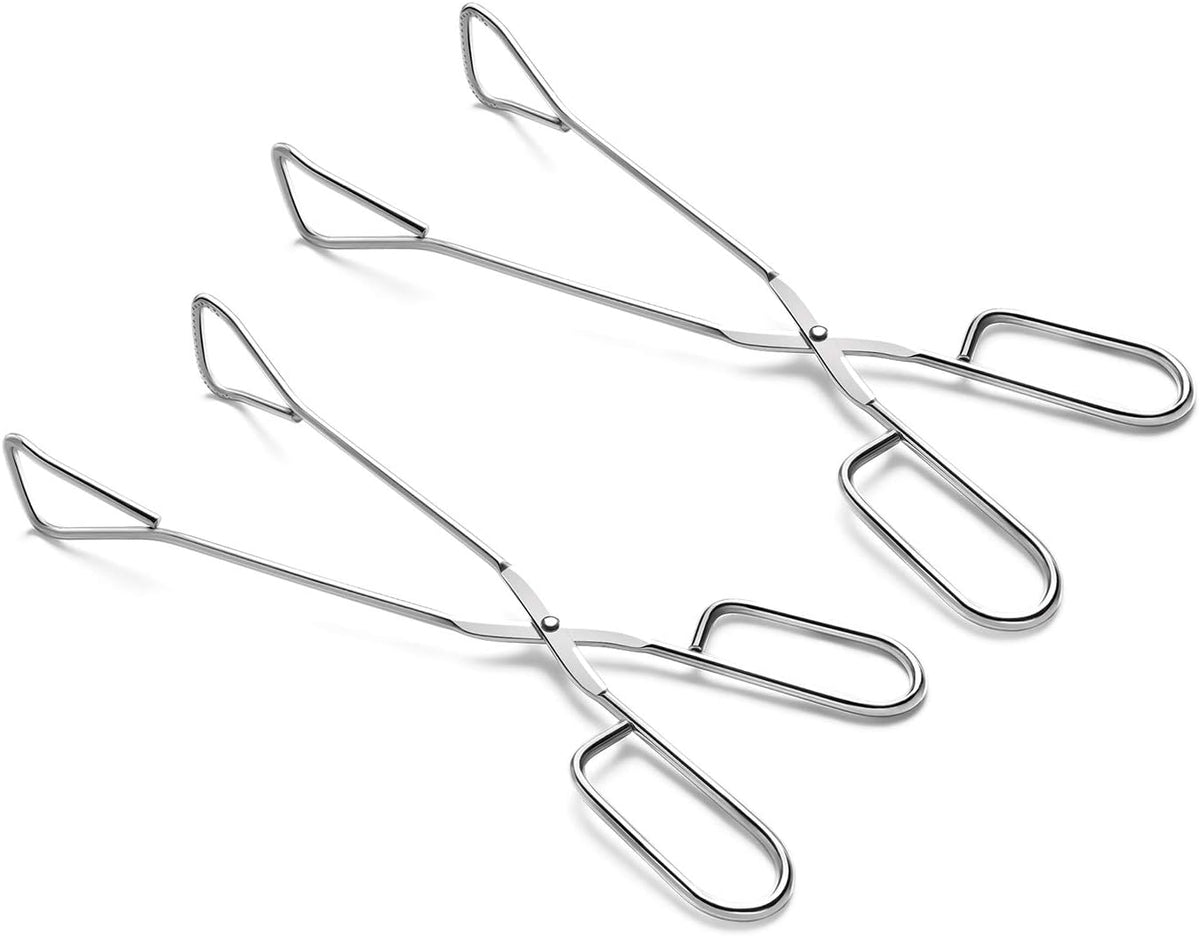 11-Inch Heavy Duty Stainless Steel Kitchen Tongs - Comfortable Ergonomic Grip, Scissor Design, Heat Resistant for BBQ and Cooking, Set of 2