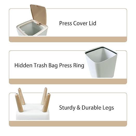 Small Trash Can with Lid Airplane Flight Tropical Vacations Wastebasket with Press Cover Dog Proof Garbage Can Waste Bin for Kitchen Bathroom Nursery 2.6 Gallon