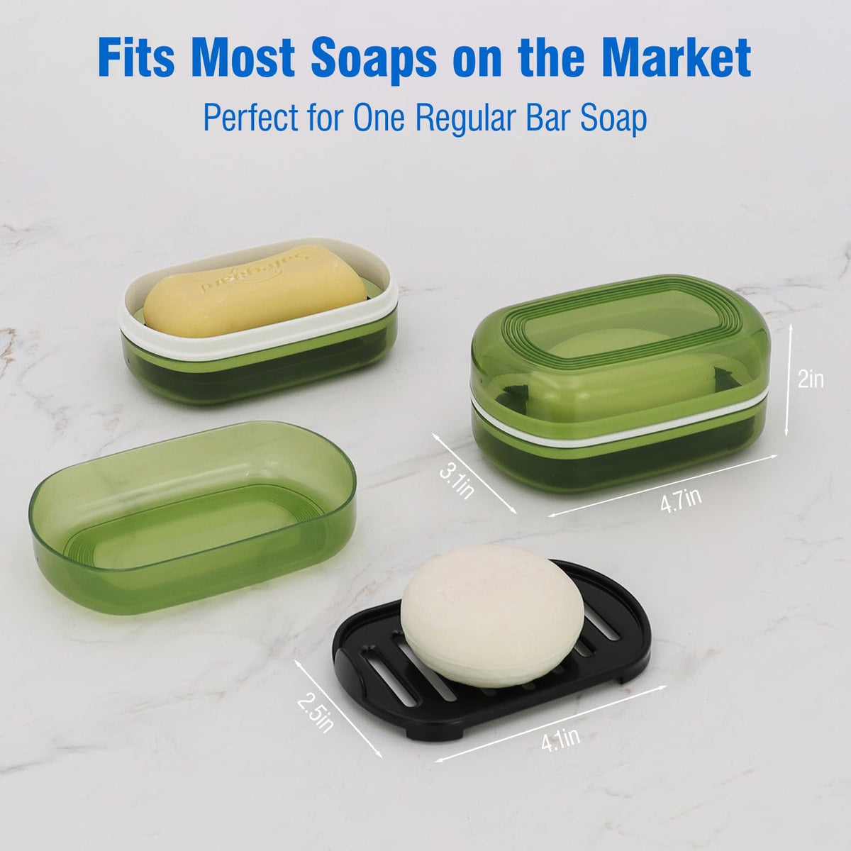 Soap Holder - Portable Travel Soap Case with Draining Layer - Perfect for Bathroom, Gym, Camping, Traveling (Green)