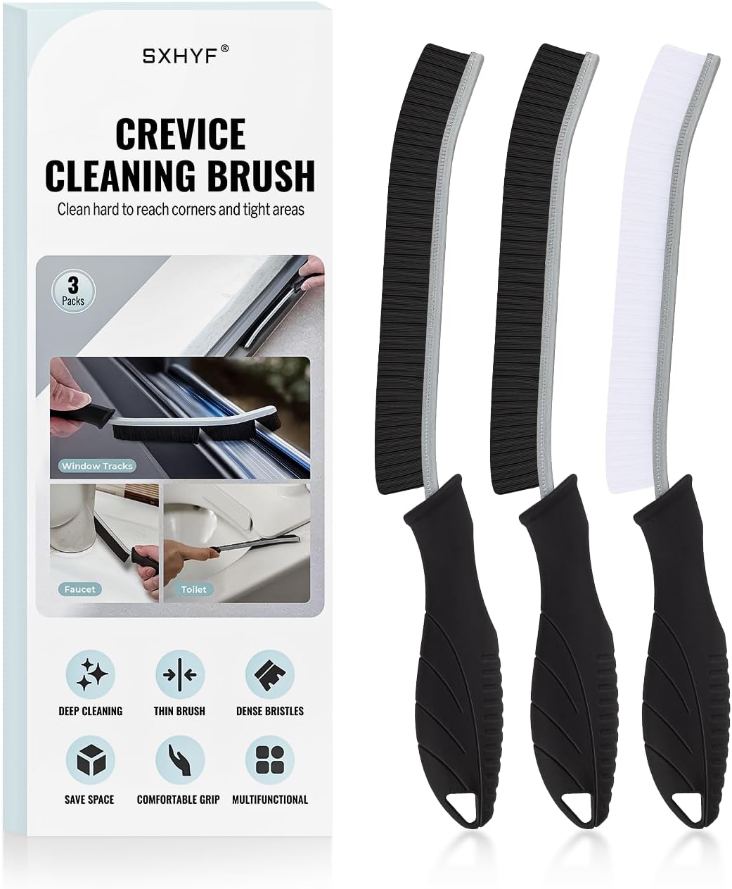 SXhyf Crevice Cleaning Brush - Grout Scrub Brush, House Cleaning Supplies, Gap Cleaning Tools, Home Essentials, Gifts for Women Men, Hard Bristle Crevice Cleaner Brush for Household Use, Bathroom