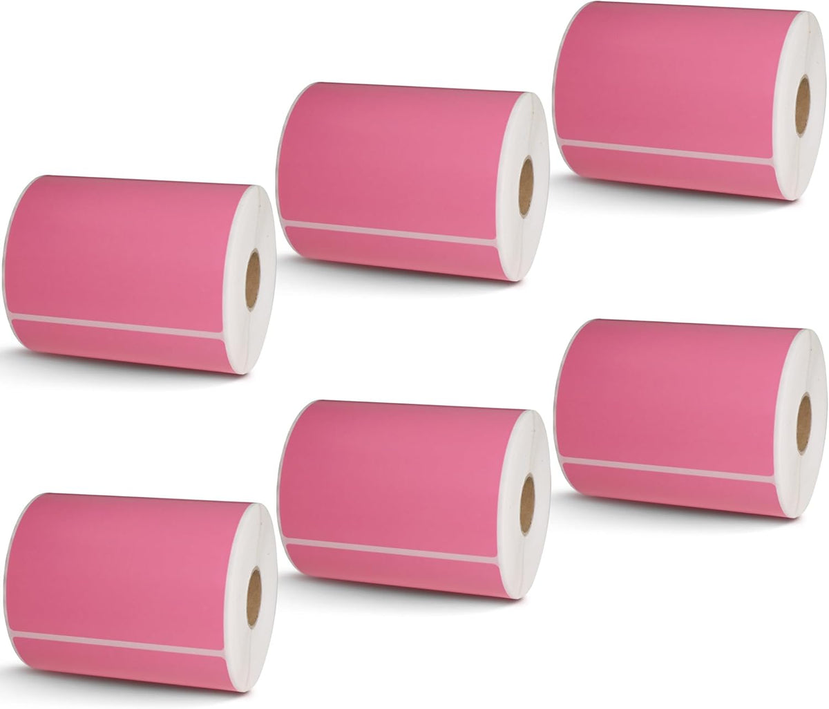 BETCKEY - 4" x 6" Shipping Labels Compatible with Zebra & Rollo Label Printer(not for dymo 4XL),Premium Adhesive & Perforated[Pink, 6 Rolls, 1500 Labels]