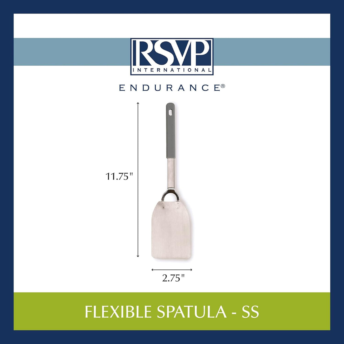RSVP International Endurance Kitchen Tool Collection Flexible Stainless Steel, Dishwasher Safe, Spatula