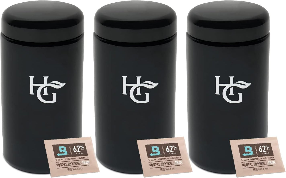 Herb Guard - 2 Oz Airtight Container & Smell Proof Jar (1 Liter) Humidity Pack Keeps Herbs Fresh for Months [3 Pack]