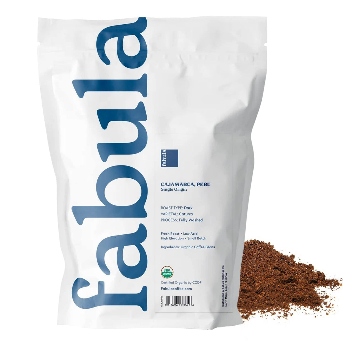 Fabula Coffee Dark Roast Freshly Ground - Organic - Low Acid - Single Origin - Non-GMO - Mold Free - 12 Ounces
