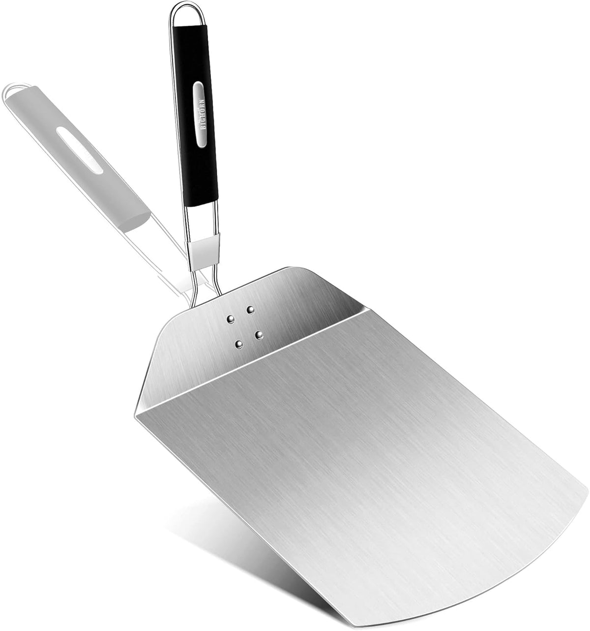 Pizza Peel BIG HORN Metal Pizza Peel with rubber handle Large Premium Pizza Paddle Pizza Spatula Perforated Stainless Steel Pizza Spatula
