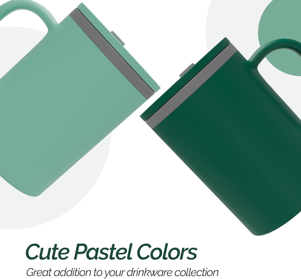 Copco Iconic 16oz Double Wall Insulated Desk Mug with Lid & Handle, Set of 2, BPA-Free Reusable Plastic, Spill-Proof, Microwave & Dishwasher Safe, Wide Mouth, Cup Holder Friendly (Green/Hunter Green)