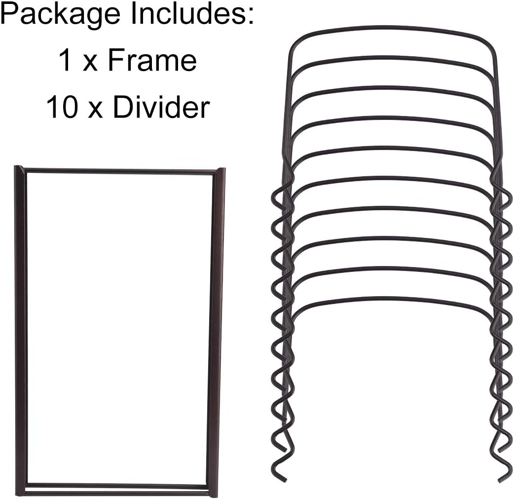 Toplife 10+ Bakeware Organizer Rack for Kitchen Bakeware, Cookware, Dinnerware, Cutting Boards, Plates, Pot and Pan Lids (Brown)