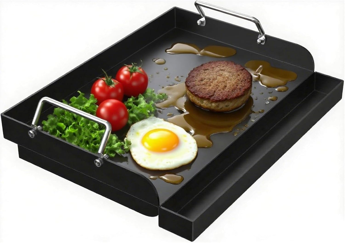Nonstick Coating Cooking Griddle Insert for Gas Grill, 17" x13" Universal Griddle Flat Top Plate with Removable Handles for Charcoal/Gas Stove/Electric, Large Griddle Plate for Outdoor Grill