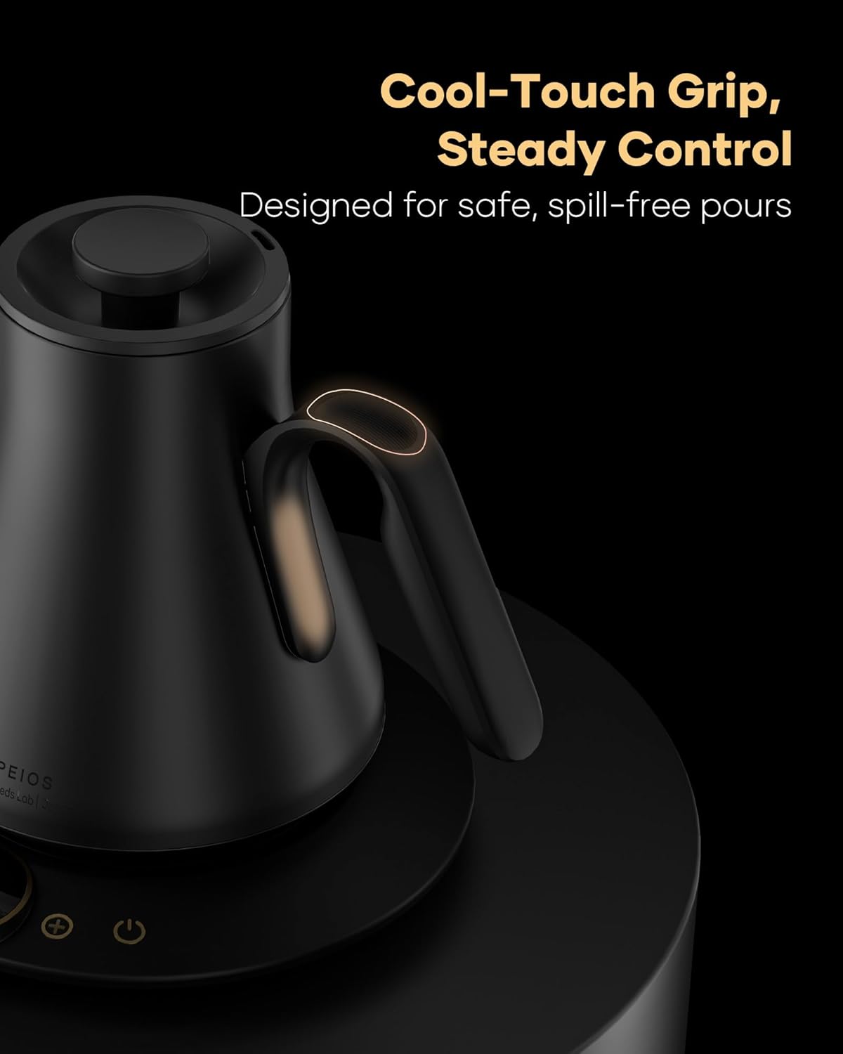 Cocinare FLOW B9 Gooseneck Electric Kettle, Precise Temperature Control for Pour-Over Coffee & Tea Brewing, Stainless Steel Interior, Rapid Heating for Boiling Water, 1500W/0.9L Matte Black