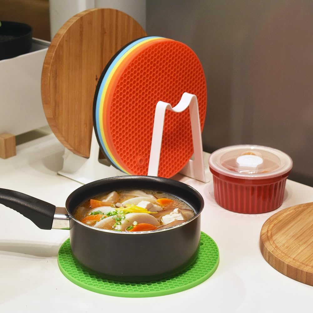 homEdge Silicone Trivets Mat, 6 Packs Multipurpose Non Slip Heat Resistant Pot Holder-Red