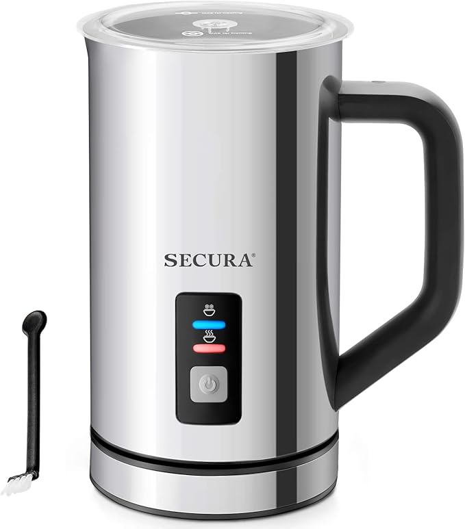 Secura Milk Frother, Electric Milk Steamer Stainless Steel, 16.9oz/500ml Automatic Hot and Cold Foam Maker and Milk Warmer for Latte, Cappuccinos, Macchiato, 120V