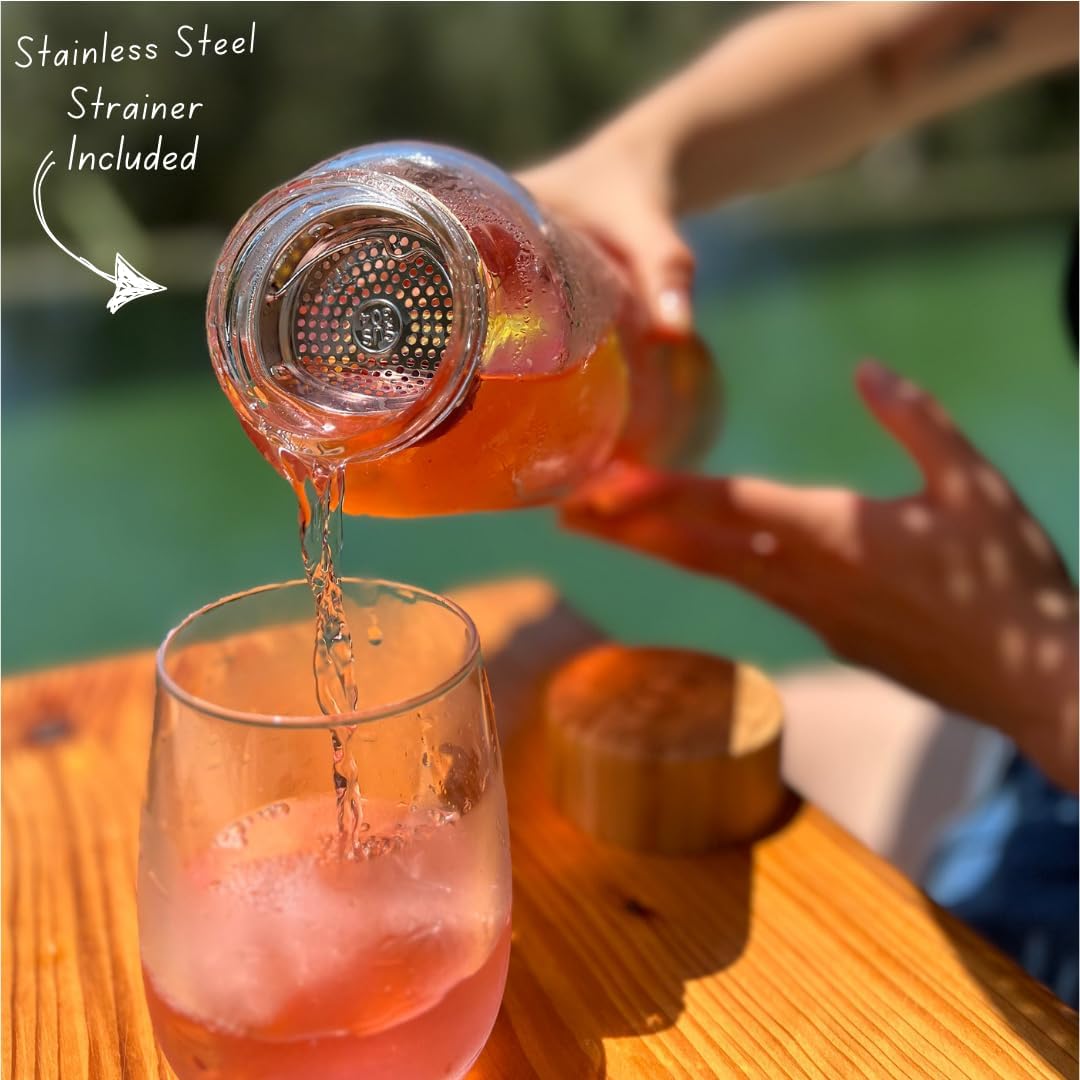 mayu Glass Travel Water Bottle | Sustainable Borosilicate Glass Bottle with Bamboo Lid & Sieve – Plastic-Free, Leak-Resistant Hydration for Home, Gym & On-the-Go (1.5L)