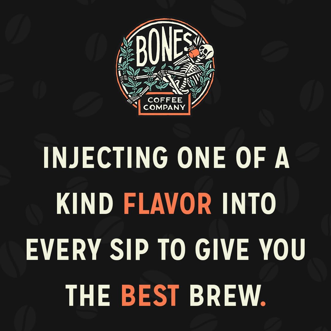 Bones Coffee Company Pina Colada, Pineapple and Coconut Flavored Coffee, Medium Roast Low Acid Arabica Beans Compatible with Auto drip and French Press Coffee Maker, 12 Oz Whole Bean